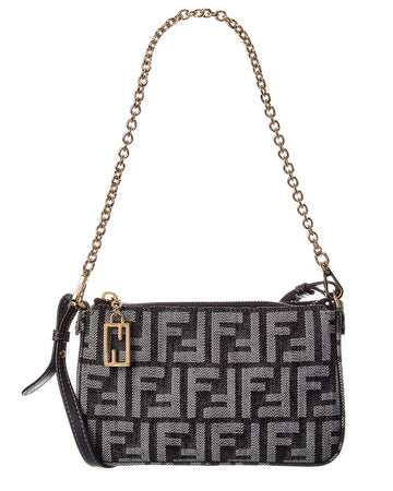 Fendi Baguette Ff Denim Pouch