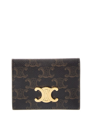 Celine Triomphe Coated Canvas & Leather Bifold Card Holder