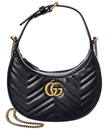 Gucci Gg Marmont Half Moon Shaped Mini Leather Crossbody
