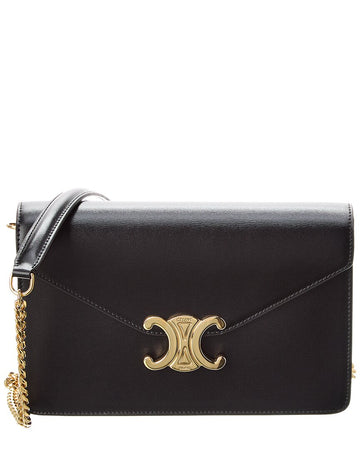 Celine Triomphe Leather Wallet On Chain