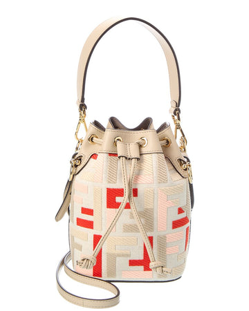 Fendi Mon Tresor Mini Canvas & Leather Bucket Bag