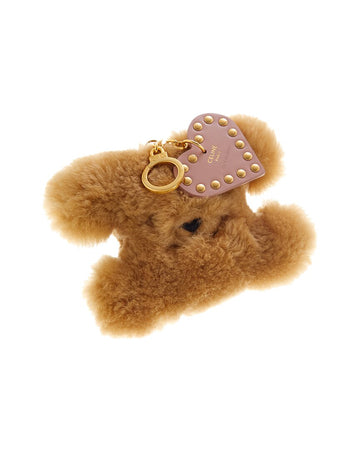 Celine Triomphe Shearling & Leather Pom-Pom Charm