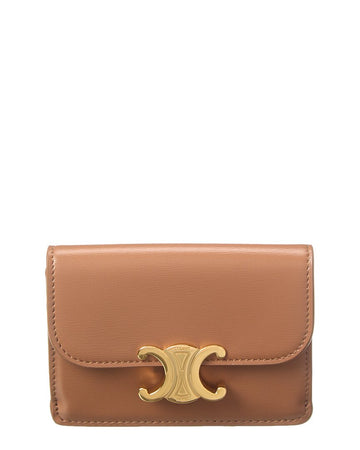 Celine Triomphe Flap Leather Card Case