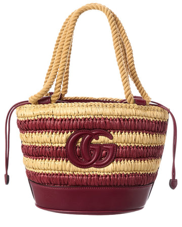 Gucci Gg Mini Leather-Trim Bucket Bag
