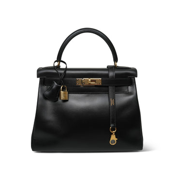 Kelly Retourne 28 Black Box leather  Z Circle Stamp