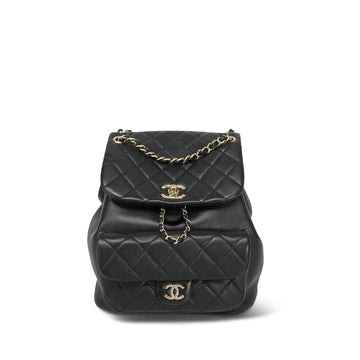 23C Black leather Quilted Duma Backpack Large Light Gold Hardware