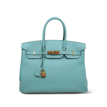 Birkin 35 Bleu Atoll Togo  T Stamp