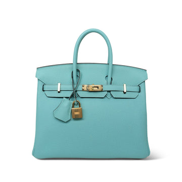 Birkin 25 Bleu Atoll Togo  T Stamp