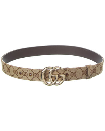 Gucci Marmont Gg Canvas & Leather Belt