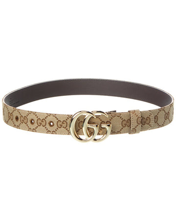 Gucci Marmont Gg Canvas & Leather Belt