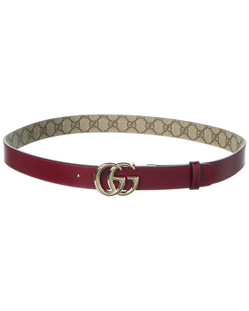 Gucci Gg Marmont Reversible Gg Supreme Canvas & Leather Belt