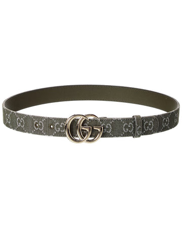Gucci Gg Marmont Denim & Leather Belt