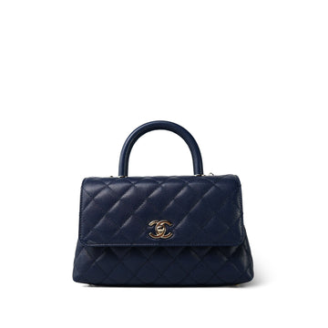 Navy leather Quilted Small Coco Handle LGHW