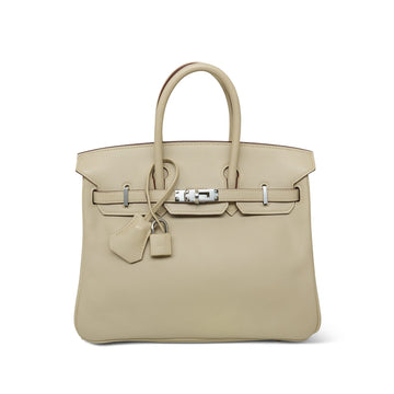 Birkin 25 Parchemin leather Palladium Plated L Square