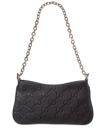 Gucci Gg Emblem Super Mini Leather Shoulder Bag