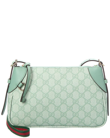 Gucci Gg Emblem Small Gg Coated Fabric & Leather Shoulder Bag