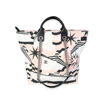 Top Quality Chanel Black, Pink, & White Leather/canvas La Pausa Shopping Tote