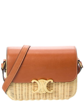 Celine Teen Triomphe Wicker & Leather Shoulder Bag