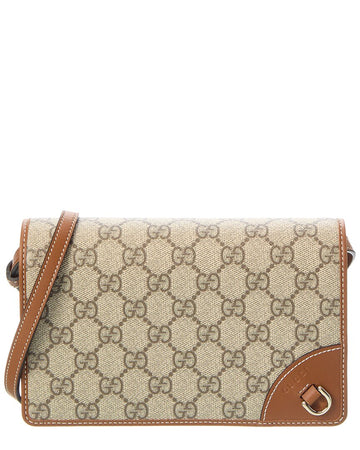 Gucci Gg Emblem Super Mini Gg Supreme Canvas & Leather Shoulder Bag