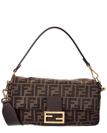 Fendi Baguette Ff Jacquard & Leather Shoulder Bag