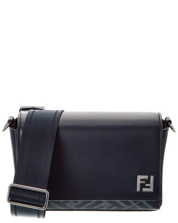 Fendi Squared Ff & Canvas Shoulder Bag