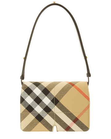 Burberry Snip Check Canvas & Leather Shoulder Bag