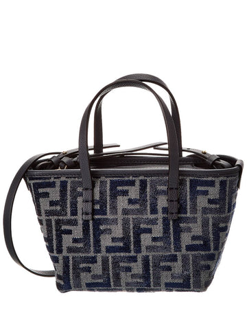 Fendi Roll Mini Ff Canvas & Leather Tote