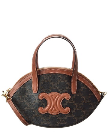 Celine Oval Triomphe Canvas & Leather Tote