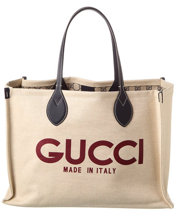 Gucci Medium Canvas & Leather Tote