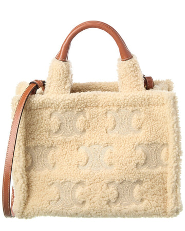 Celine Cabas Small Shearling & Leather Tote
