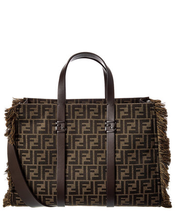 Fendi Summer Ff Jacquard & Leather Tote