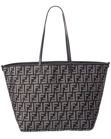 Fendi Roll Large Ff Denim & Leather Tote