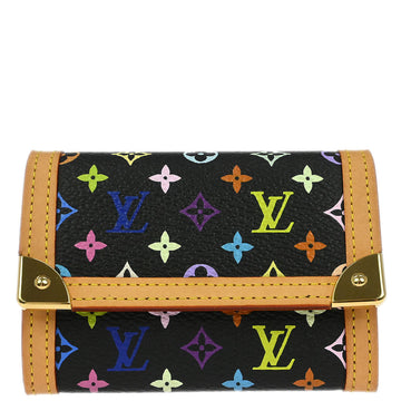 Louis Vuitton 2004 Black Multicolor Porte Monnaie Plat Wallet M92656