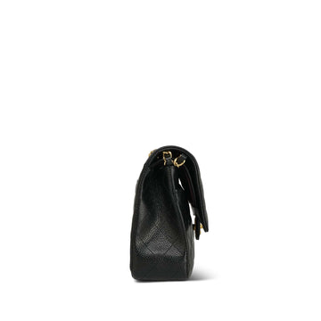 Black leather Quilted Medium Double Flap GHW
