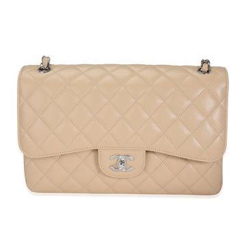 Top Quality Chanel Beige Quilted Leather Jumbo Classic Double New Bag