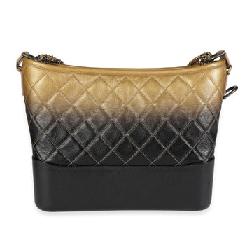 Top Quality Chanel Black & Gold Ombre Quilted Goatskin Medium Gabrielle Hobo