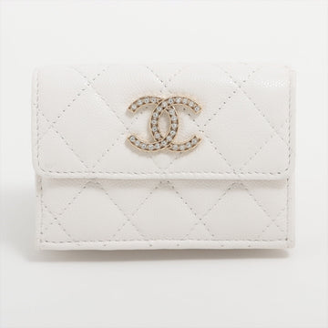 Top Quality Chanel Matrasse Leather S Compact Wallet White Gold  Random