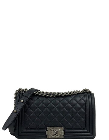 Chanel Black Caviar Medium Boy Bag