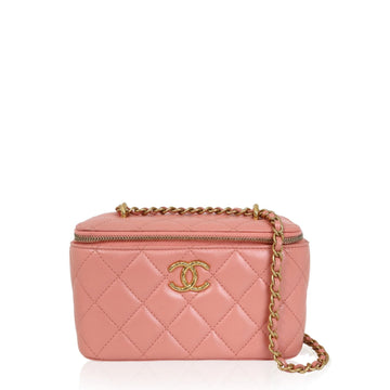 Quilted Leather Vanity Case Pink