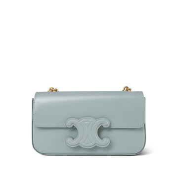 Celine Ice Blue Shiny leather Claude Chain Shoulder Bag Light Gold Hardware