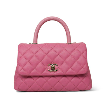 21P Light Pink leather Quilted Lizard Embossed Coco Handle Small LGHW