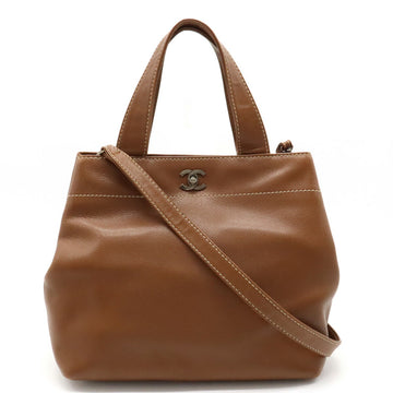 Top Quality Chanel Leather Skin Tote Bag Brown