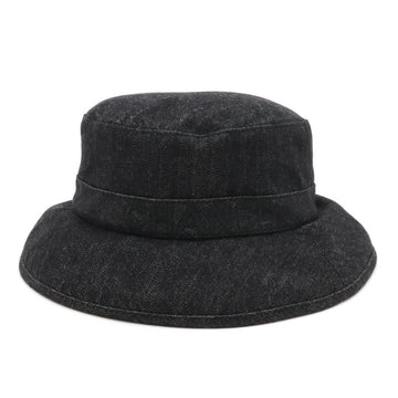 Top Quality Chanel Logo Leather/denim Bucket Hat Black Cotton