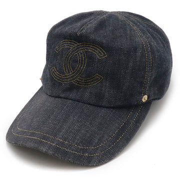 Top Quality Chanel Leather/denim Cap with Coco Mark, Blue