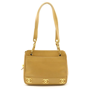 Chanel Caviar Skin Coco Mark Triple Coco 2way Shoulder Bag