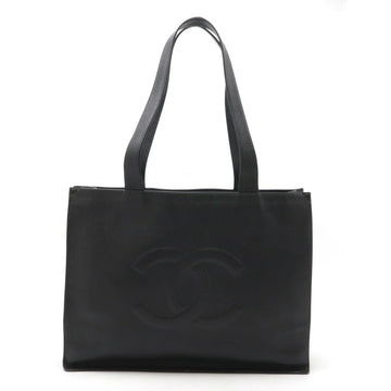 Chanel Caviar Skin Coco Mark 2way Tote Bag Black Gold Hardware