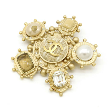 Chanel Coco Mark Pearl Rhinestone Pin Brooch