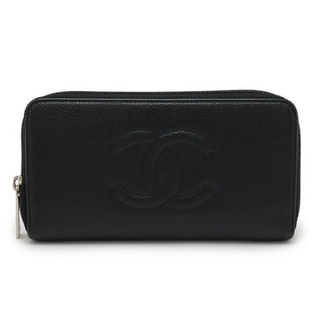 Chanel Coco Mark Caviar Leather Long Wallet