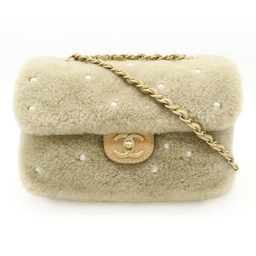 Chanel Pearl Embroidery Shearling Shoulder Bag
