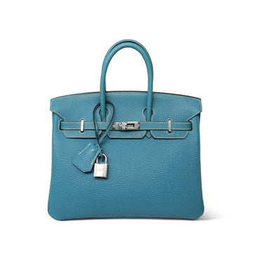 Birkin 25 Bleu Jean Togo Palladium Plated H Square